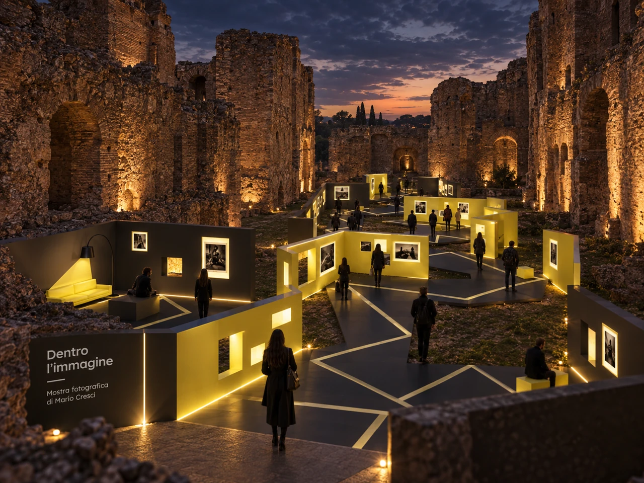 Dentro l’Immagine · The exhibition at dusk